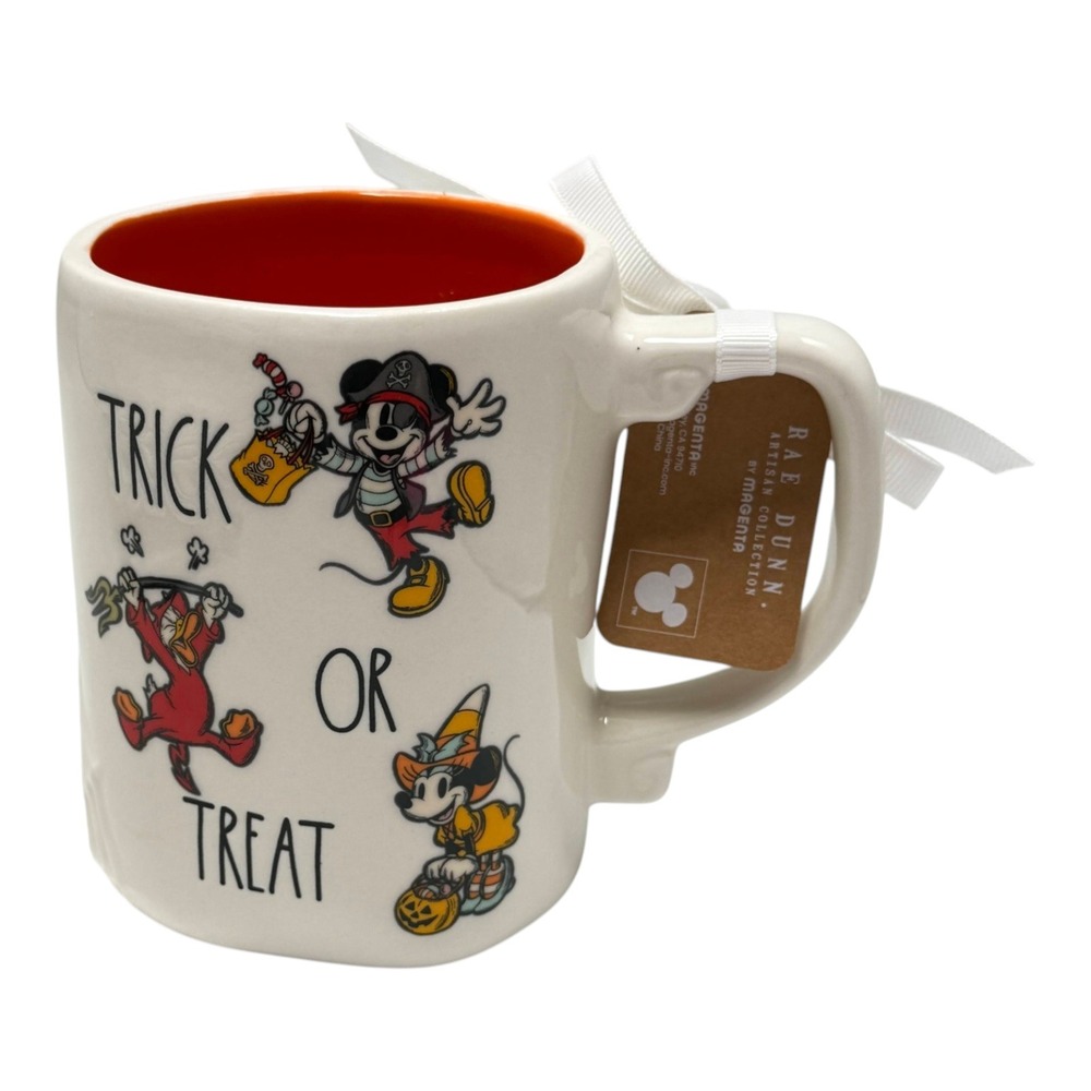 Rae Dunn Mug White Disney Halloween Trick or Treat  Artisan Collection New w Tag